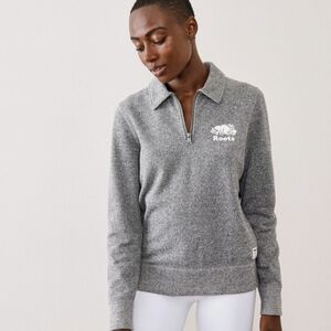 Classic Roots heathered grey 3/4 Zip sweater / sweatshirt / polo